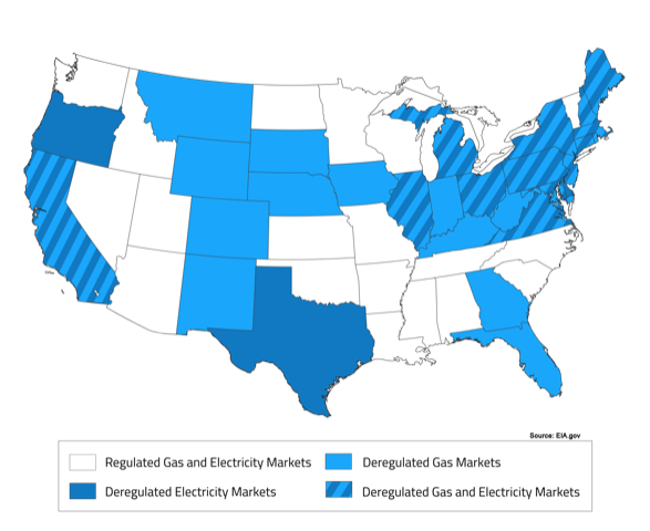 Blog | map of deregulated energy states | Cost Control Associates